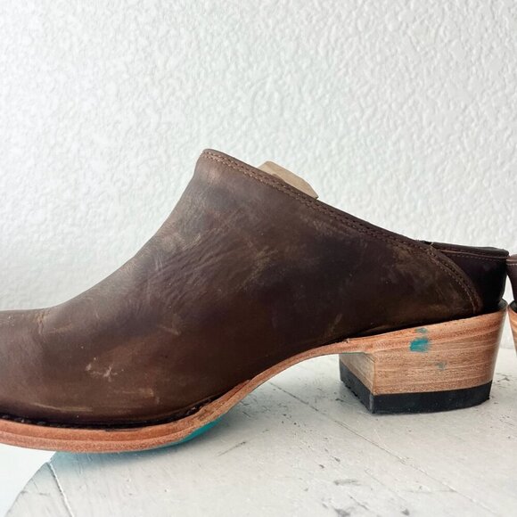 Lane Plain Jane Mule Womens 7.5 Brown Leather Cowboy Boots Short Western Cowgirl - Picture 8 of 13